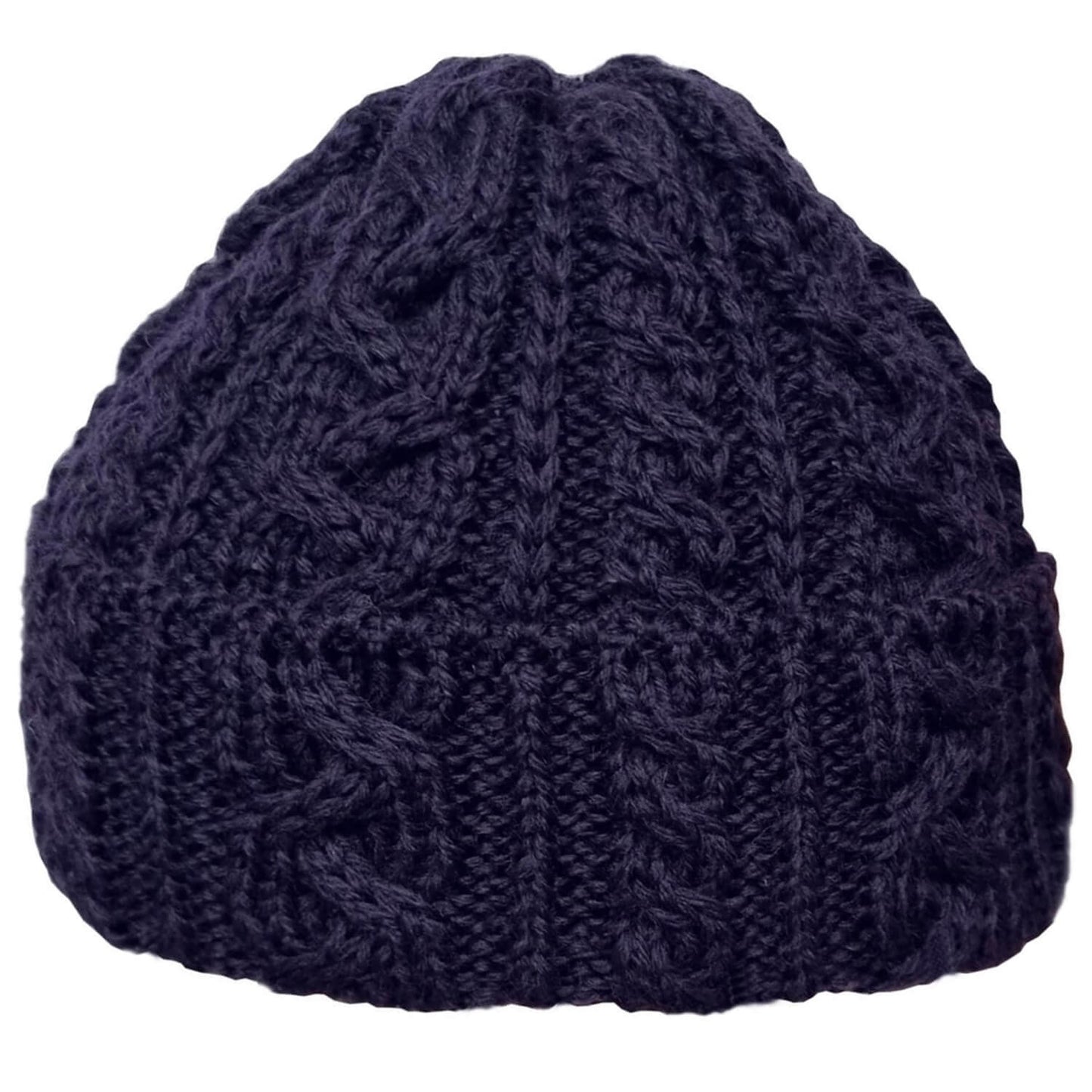 Cable Knit Beanie Hat, Navy, Winter Hat, Front View