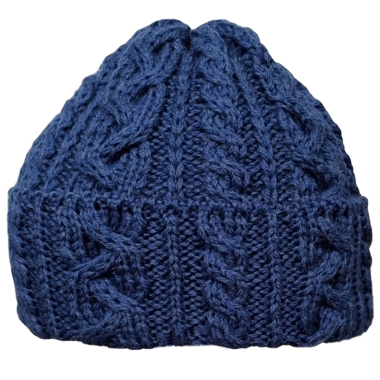 Cable Knit Beanie Hat, Indigo, Winter Hat, Front View
