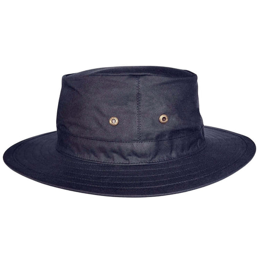 Waxed Traveller Hat, Navy Blue, Sun Hats, Side View