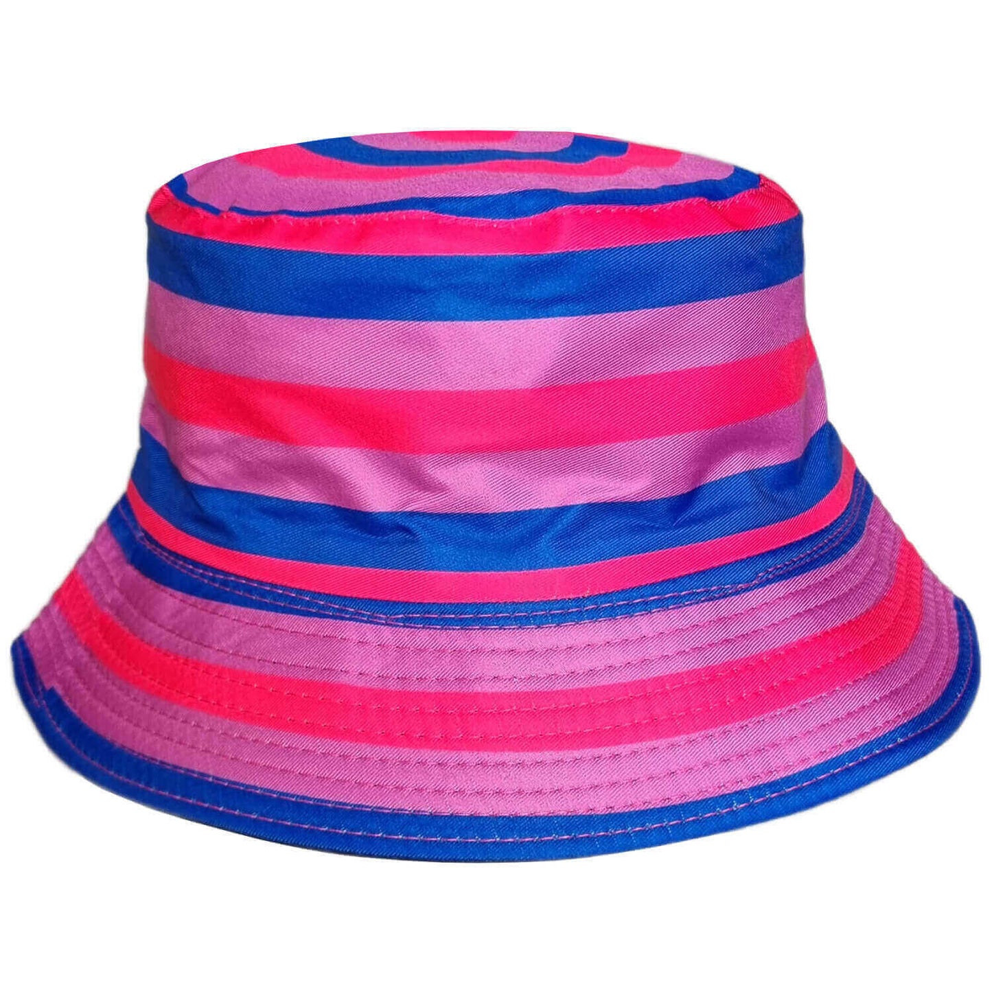 Horizontal Multicoloured Striped Bucket Hat, Pink, Red, Blue