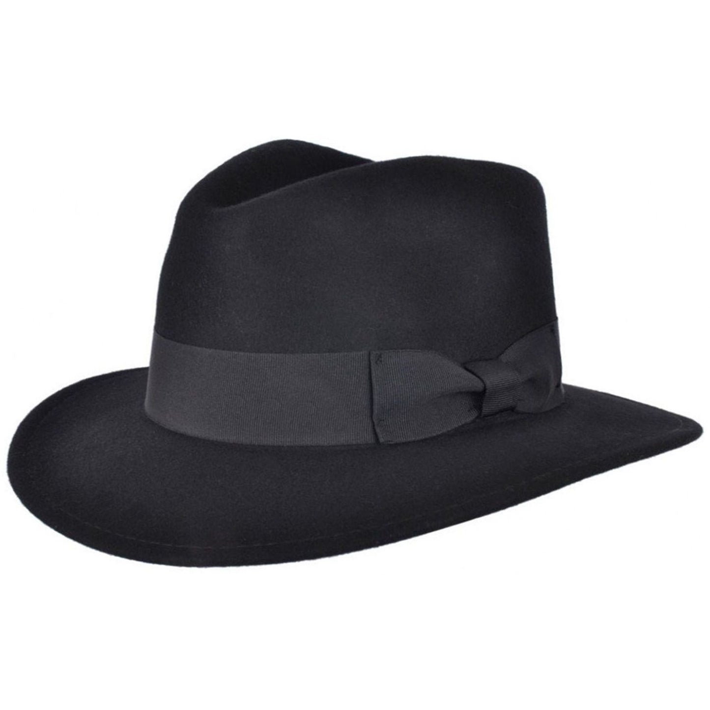 Fedora Hat, Black, Wool, Trilby, Top View