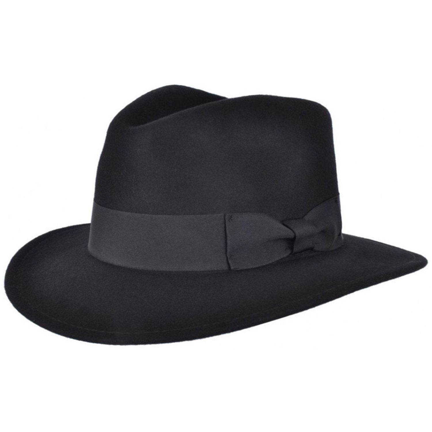 Fedora Hat, Black, Wool, Trilby, Top View