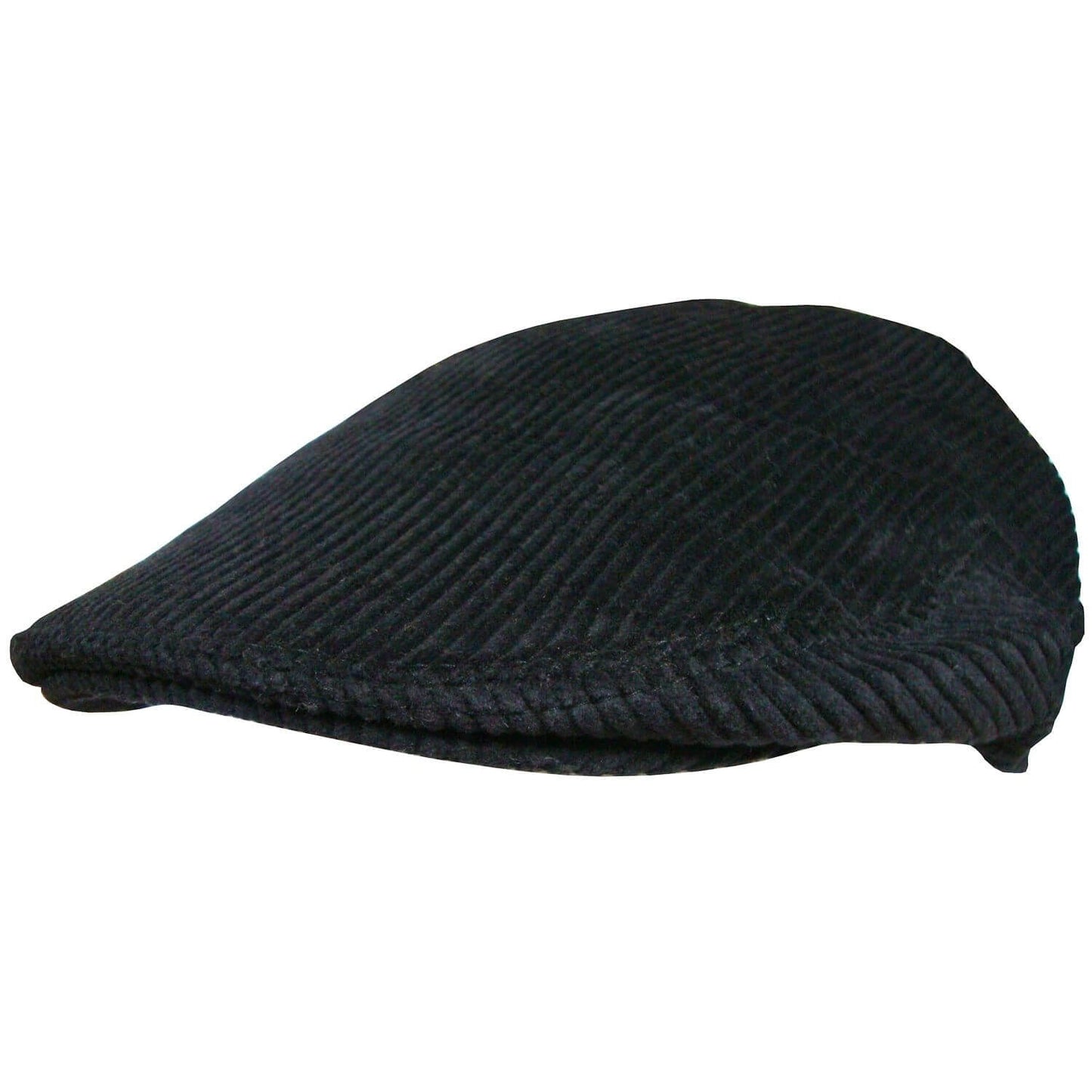 Flat Cap, Black, Corduroy, Side View