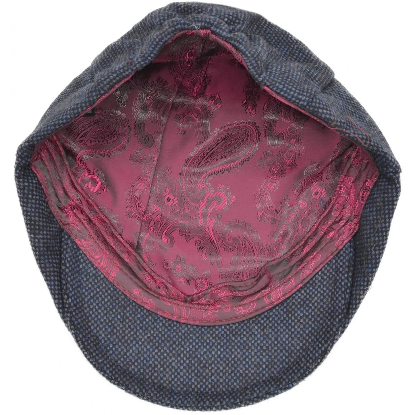 Flat Cap, Blue, Barleycorn Design, Lining View