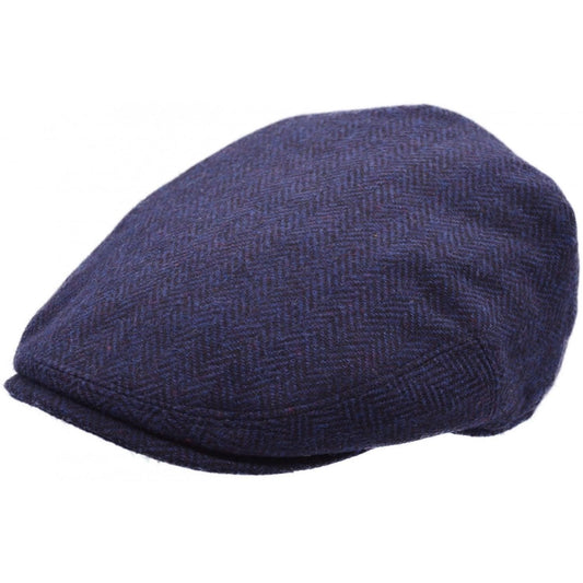 Flat Cap, Navy Blue, Herringbone