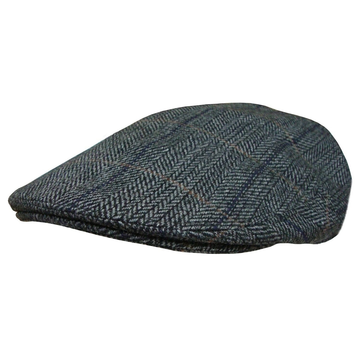 Flat Cap, Grey, Herringbone, Front View