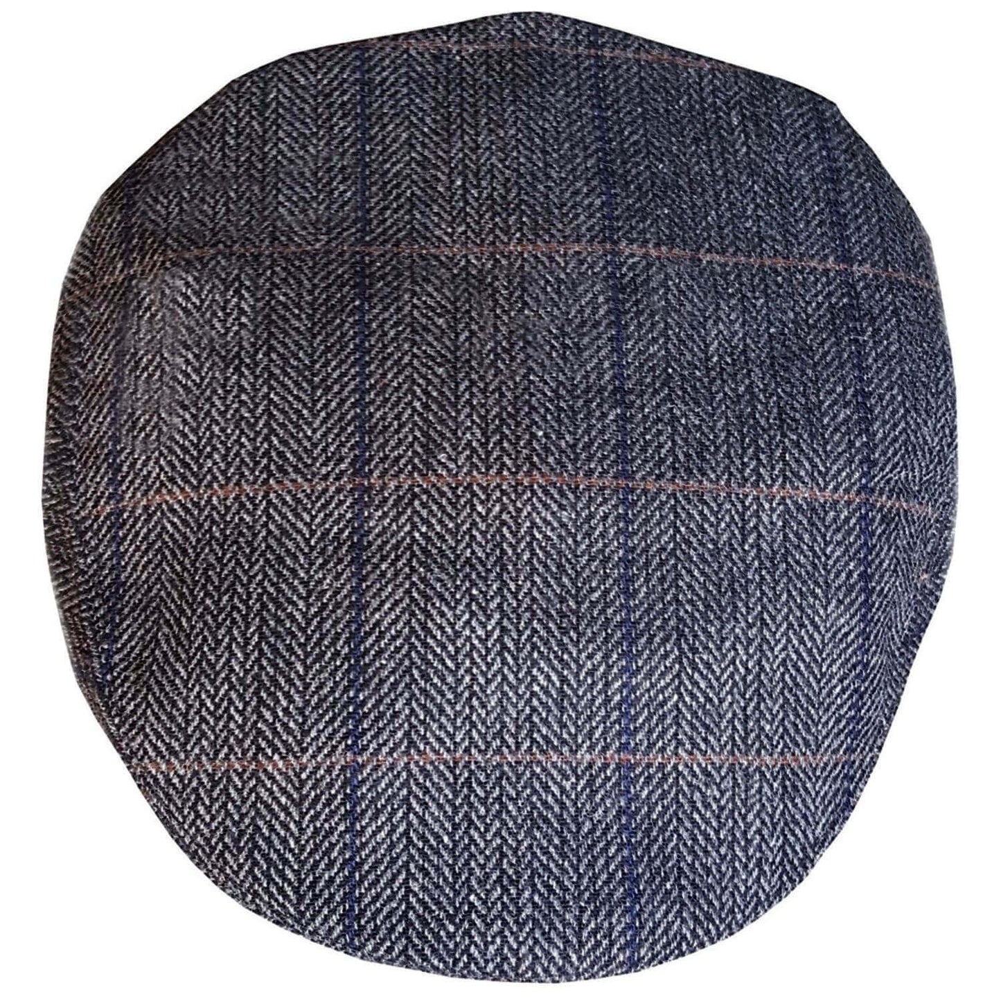 Flat Cap, Grey, Herringbone, Top View