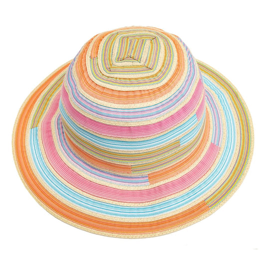 Sun Hat, Pink and Blue, Multicoloured, Wide Brim, Top View