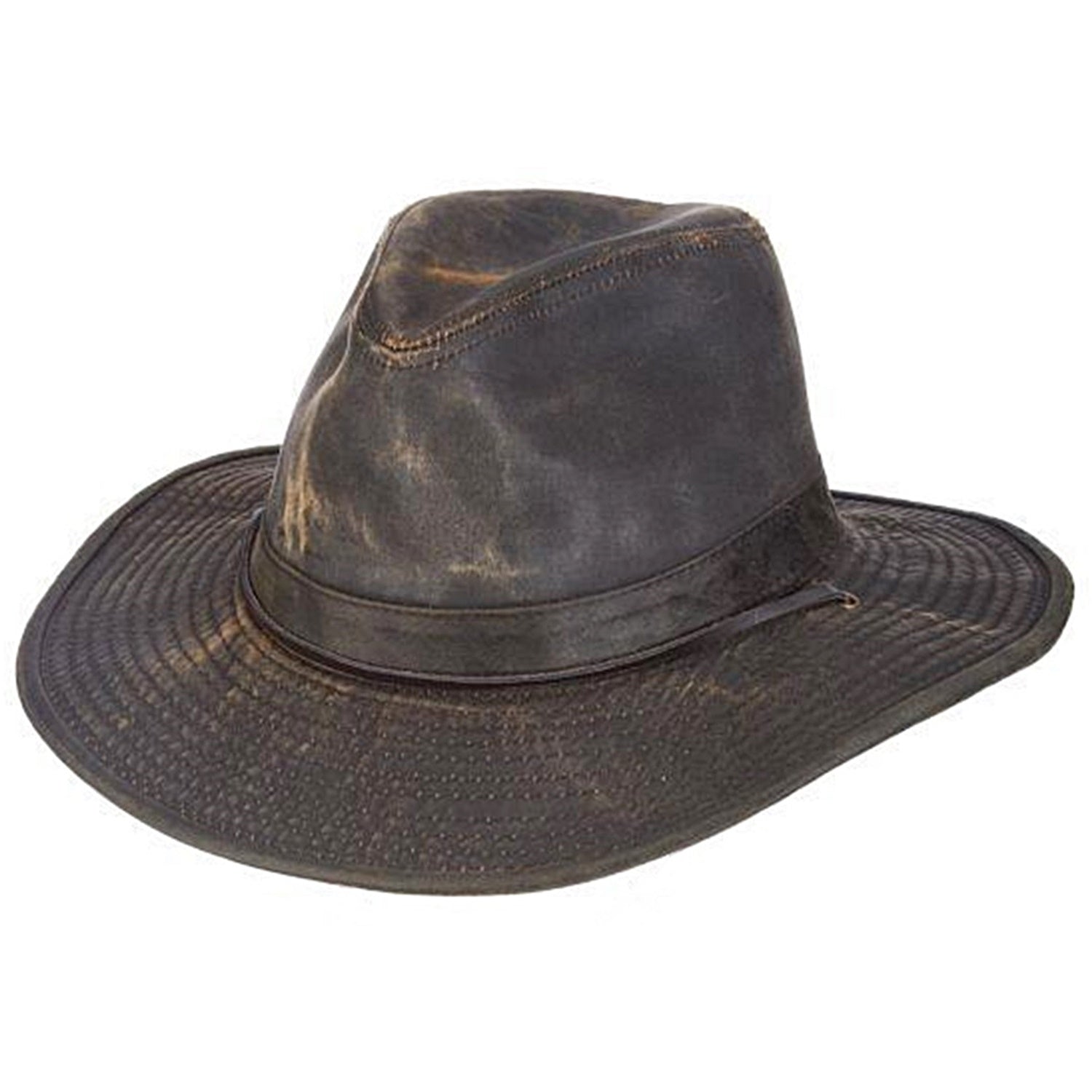 Dorfman Pacific Weathered Outback Hat with Chin Cord size Large Brown