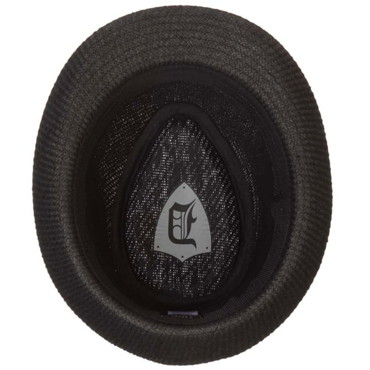Black earbud with brand logo on a white background