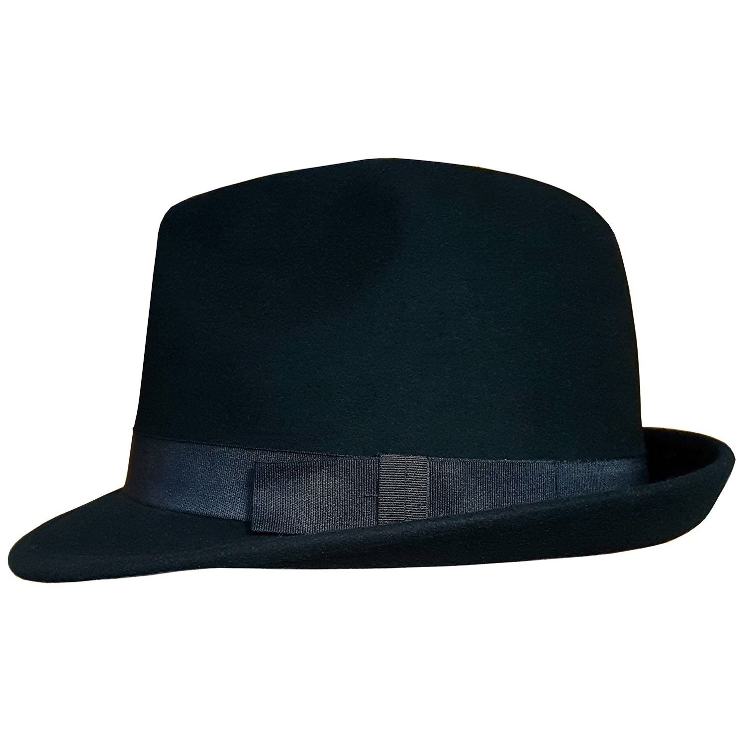 Trilby Hat, Black, Side View