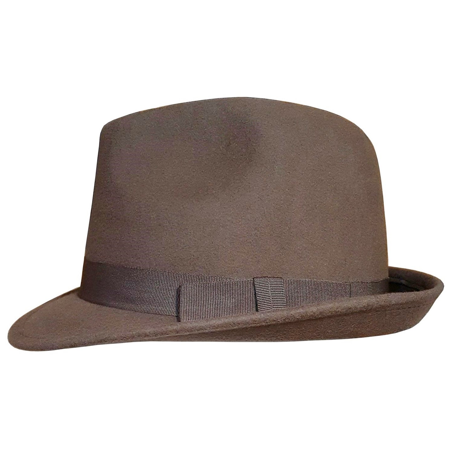Trilby Hat, Brown, Fedora, Side View