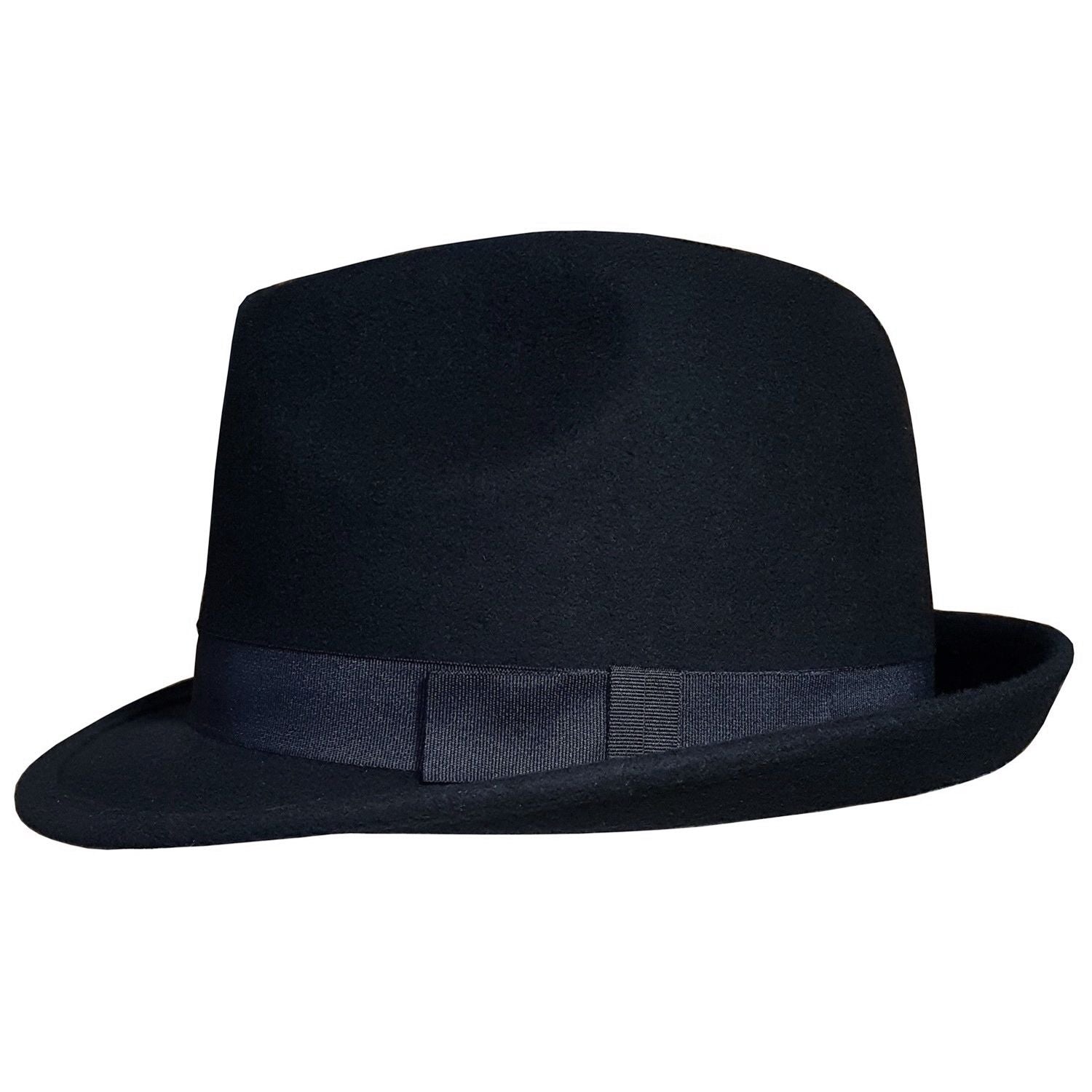 Trilby Hat, Navy Blue, Side View