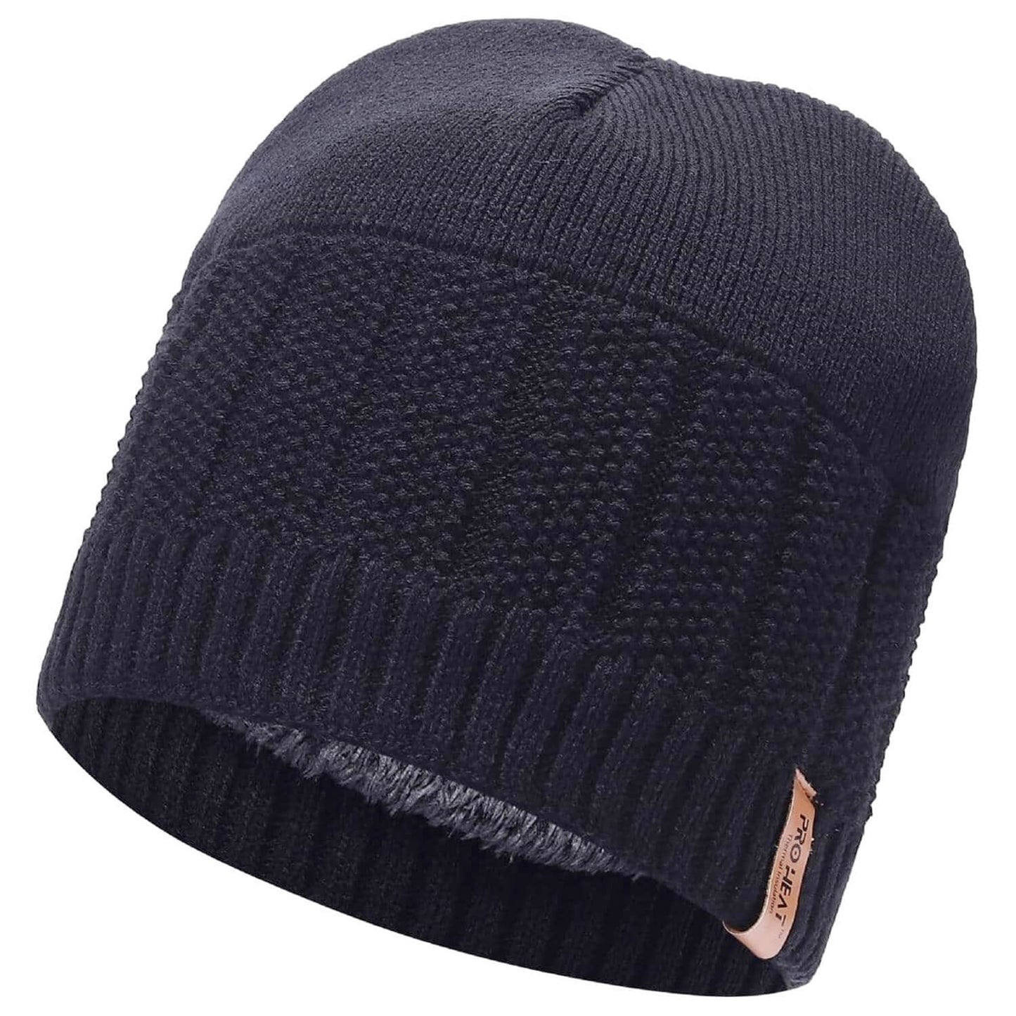 Beanie Hat, Black, Fur Lined Beanie