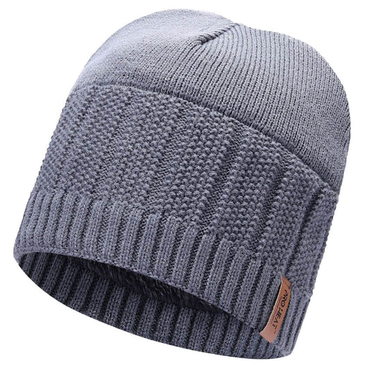 Beanie Hat, Light Grey, Fur Lined Beanie