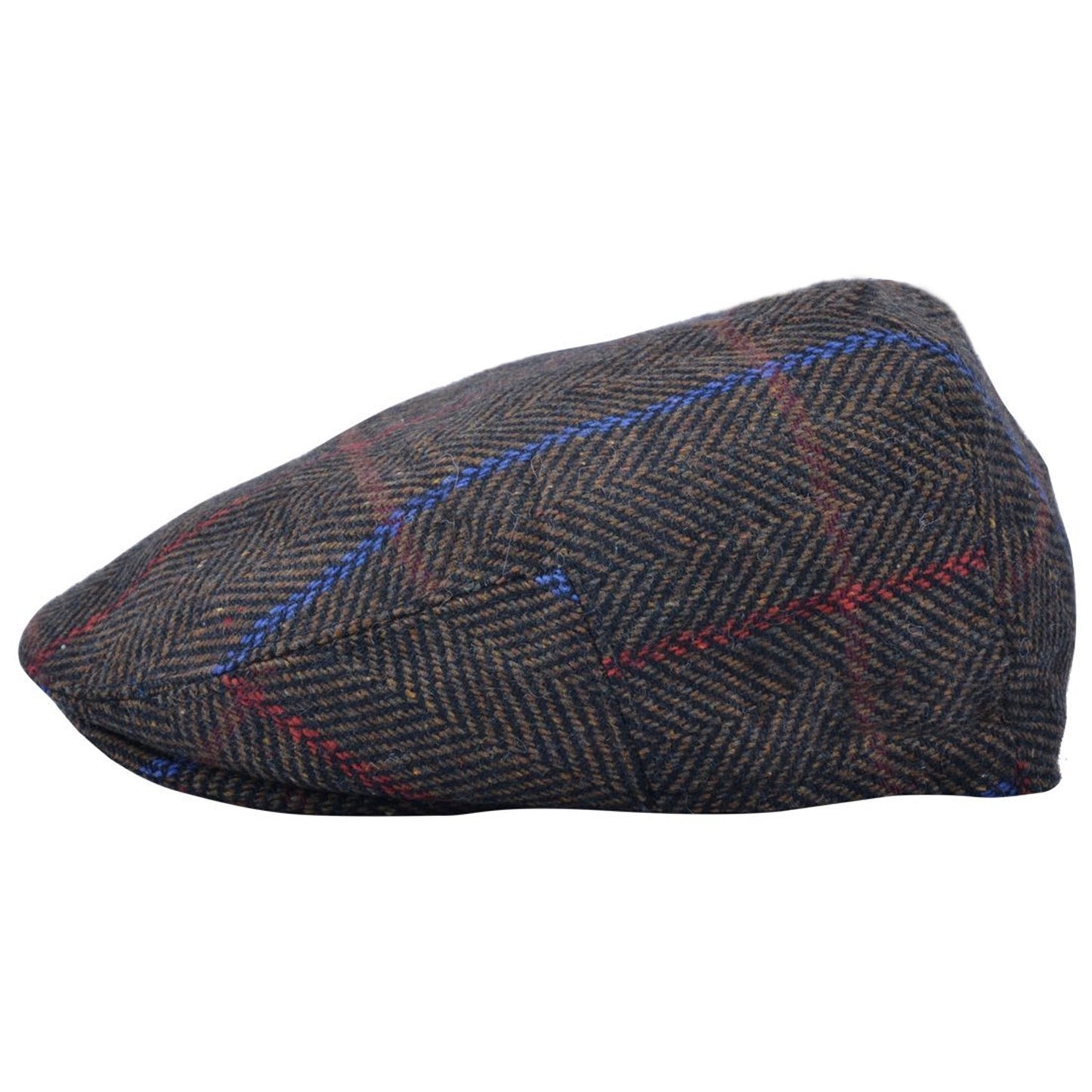 Flat Cap, Brown, Striped, Side View