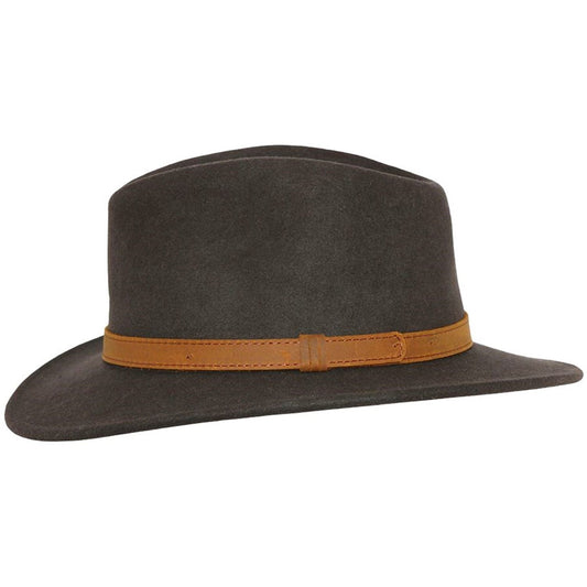 Fedora Hat, Brown, Wool, Side View