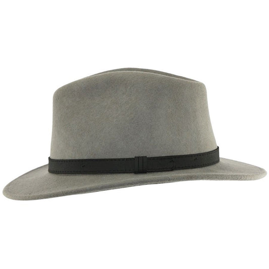 Chapeau Fedora avec Bande de Cuir - Gris - Maz