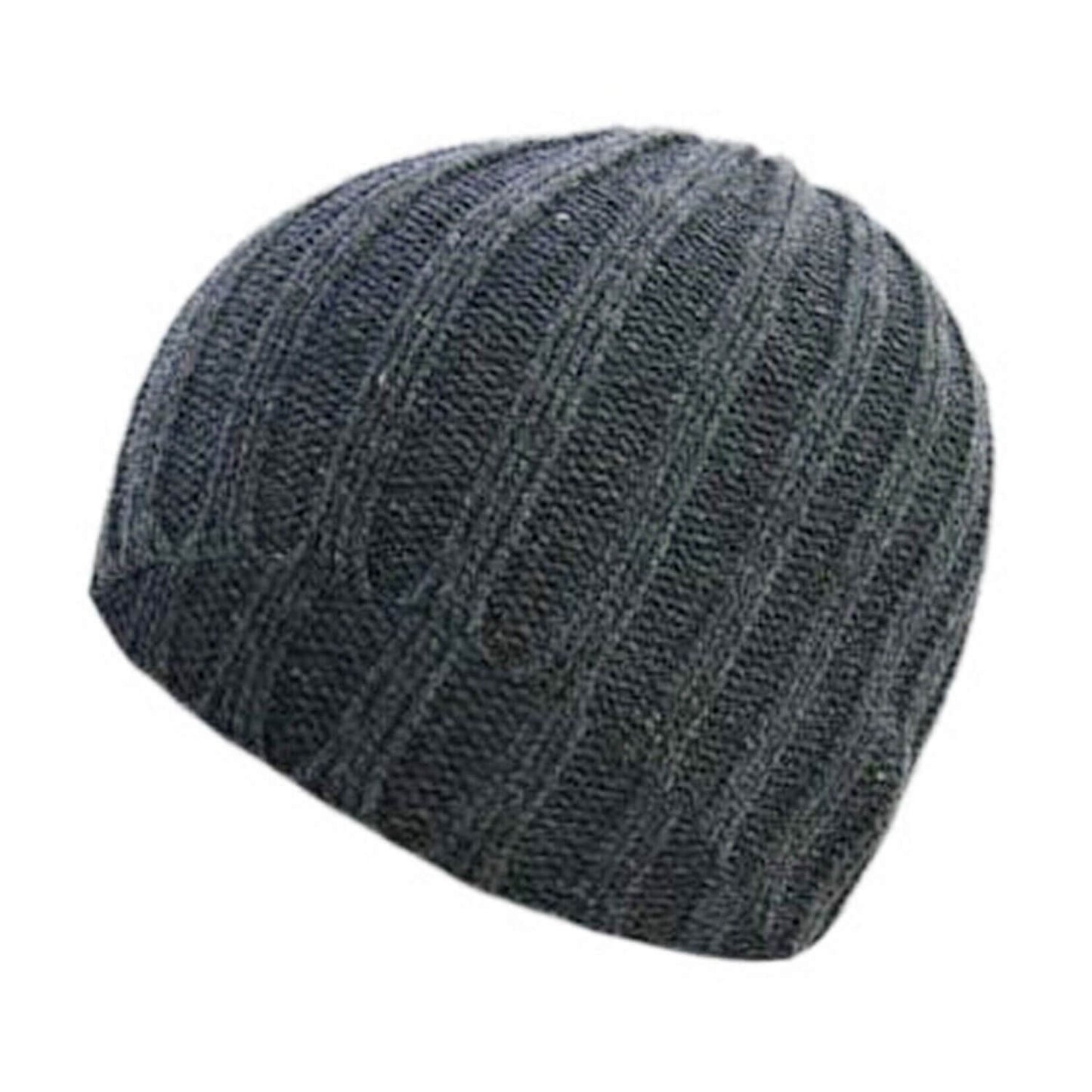 Beanie Hat, Grey, Rib Knit, Short