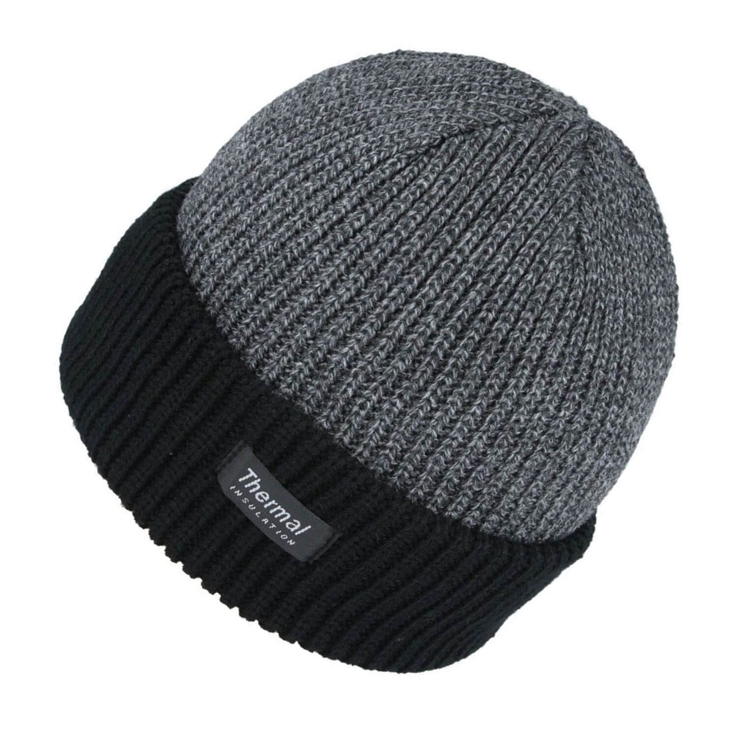 Beanie Hat, Grey and Black, Two-Tone