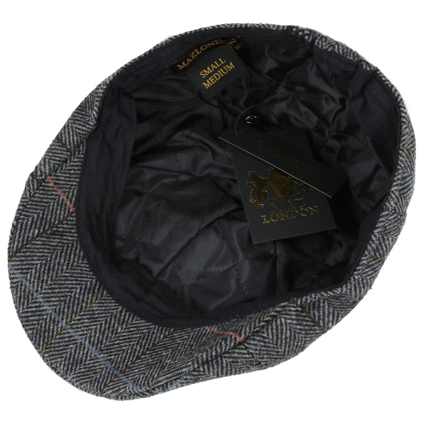 Flat Cap, Grey, Duck Bill, Check, Lining View