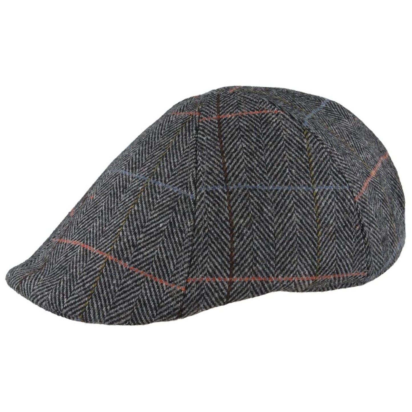 Flat Cap, Grey, Duck Bill, Check, Side View