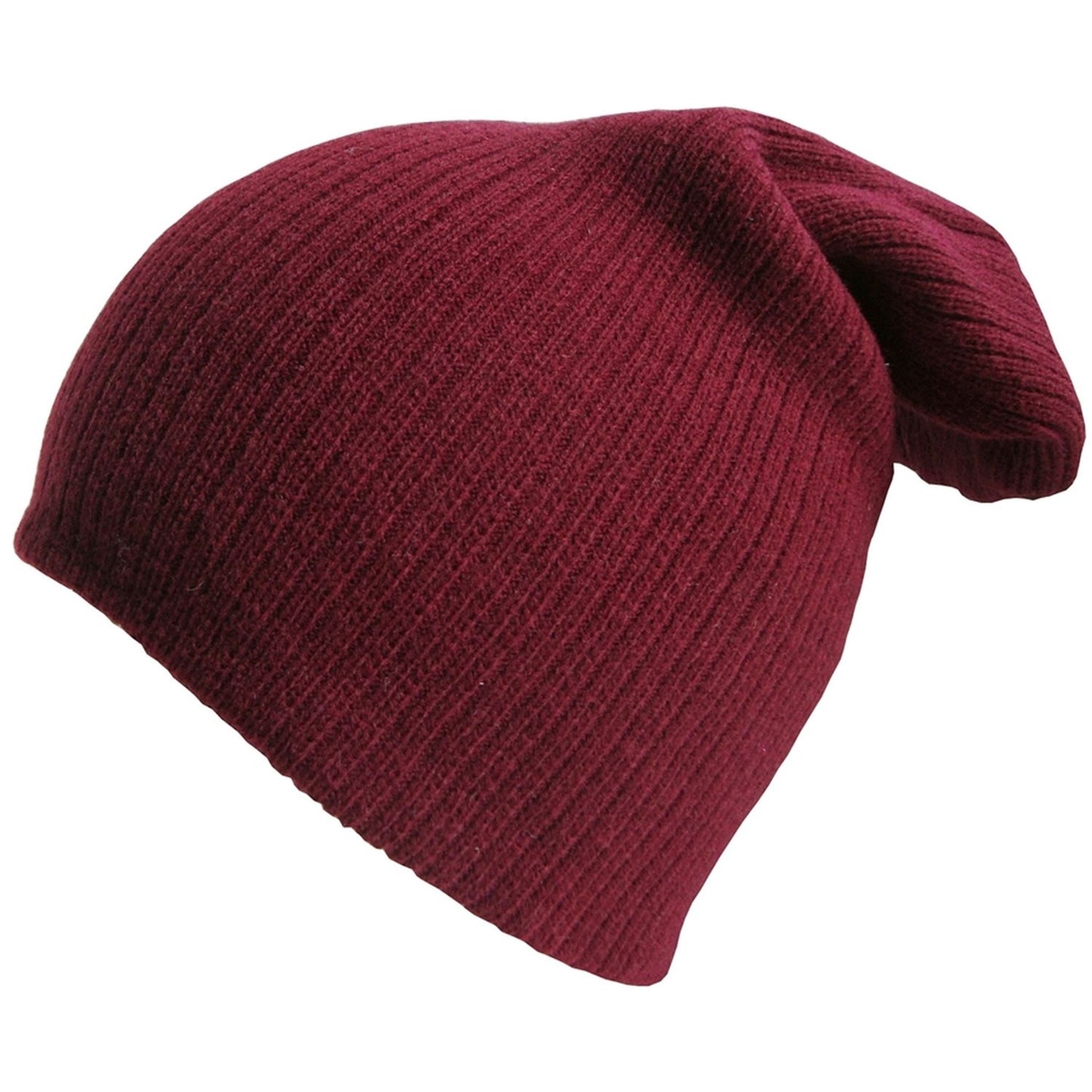 Beanie Hat, Burgundy, Slouch, Rib Knit