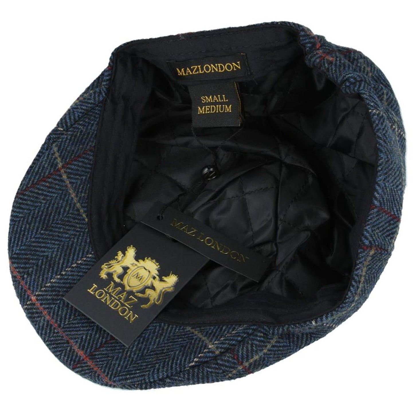 Flat Cap, Navy Blue, Duck Bill, Check, Lining View