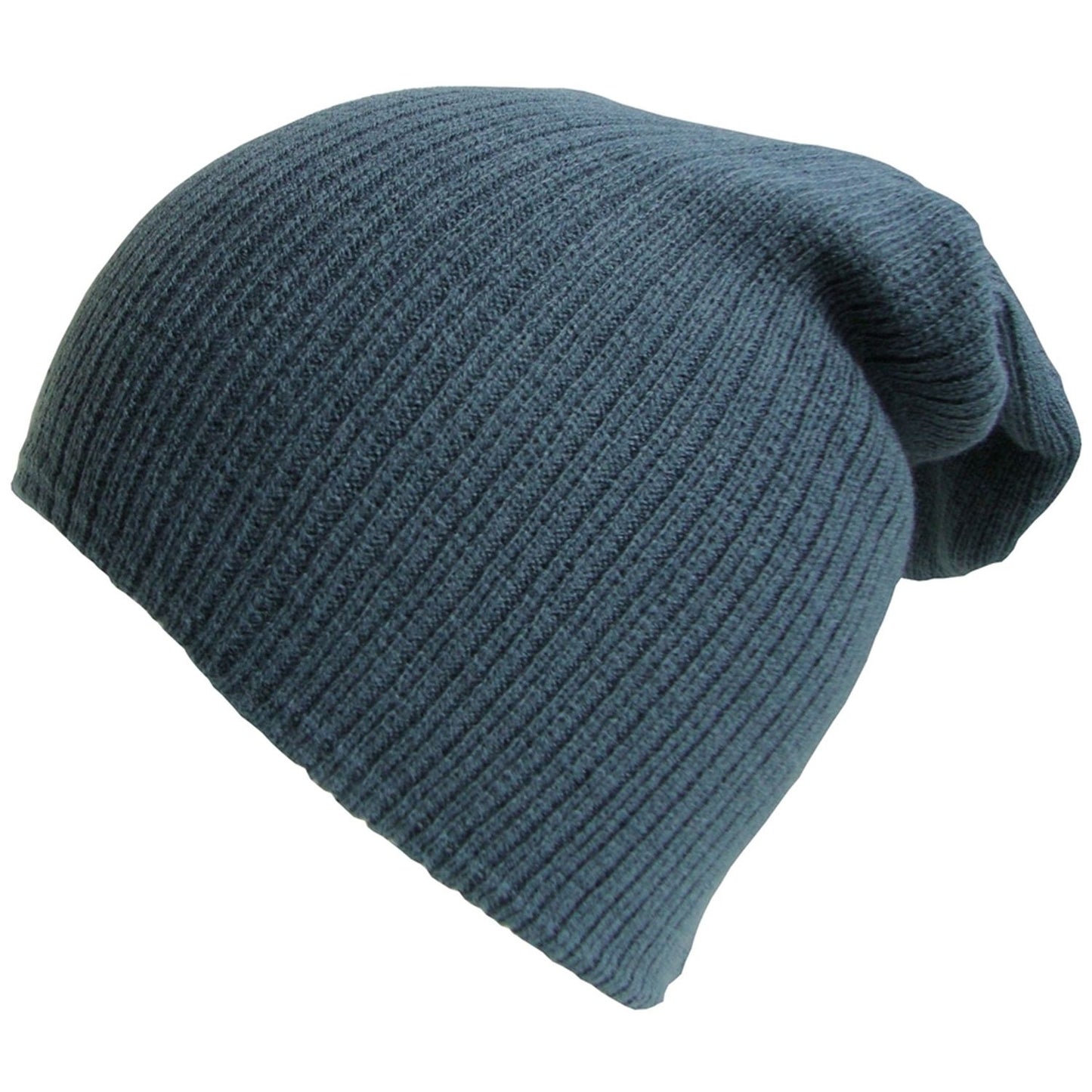 Beanie Hat, Dark Grey, Slouch, Rib Knit