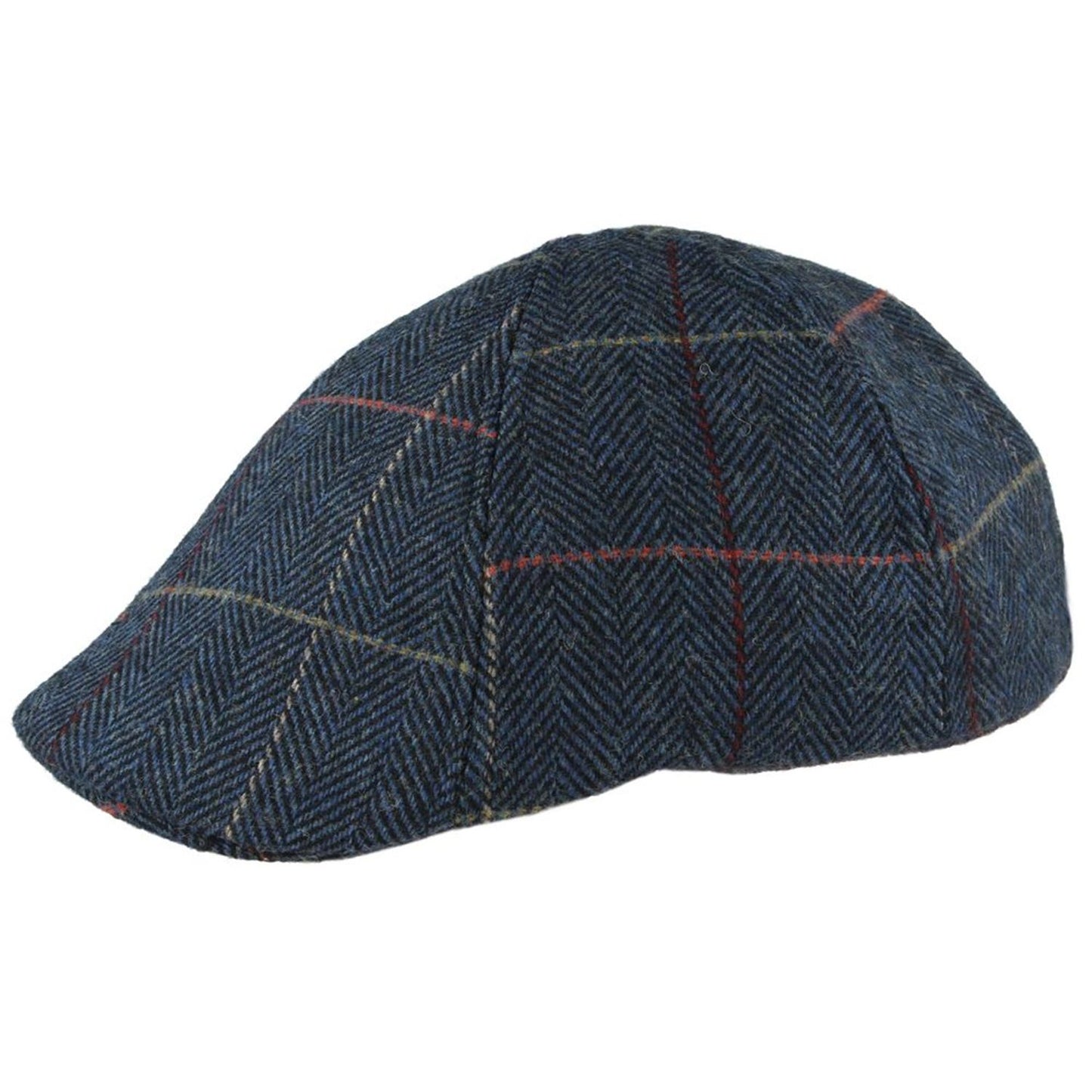 Flat Cap, Navy Blue, Duck Bill, Check, Side View