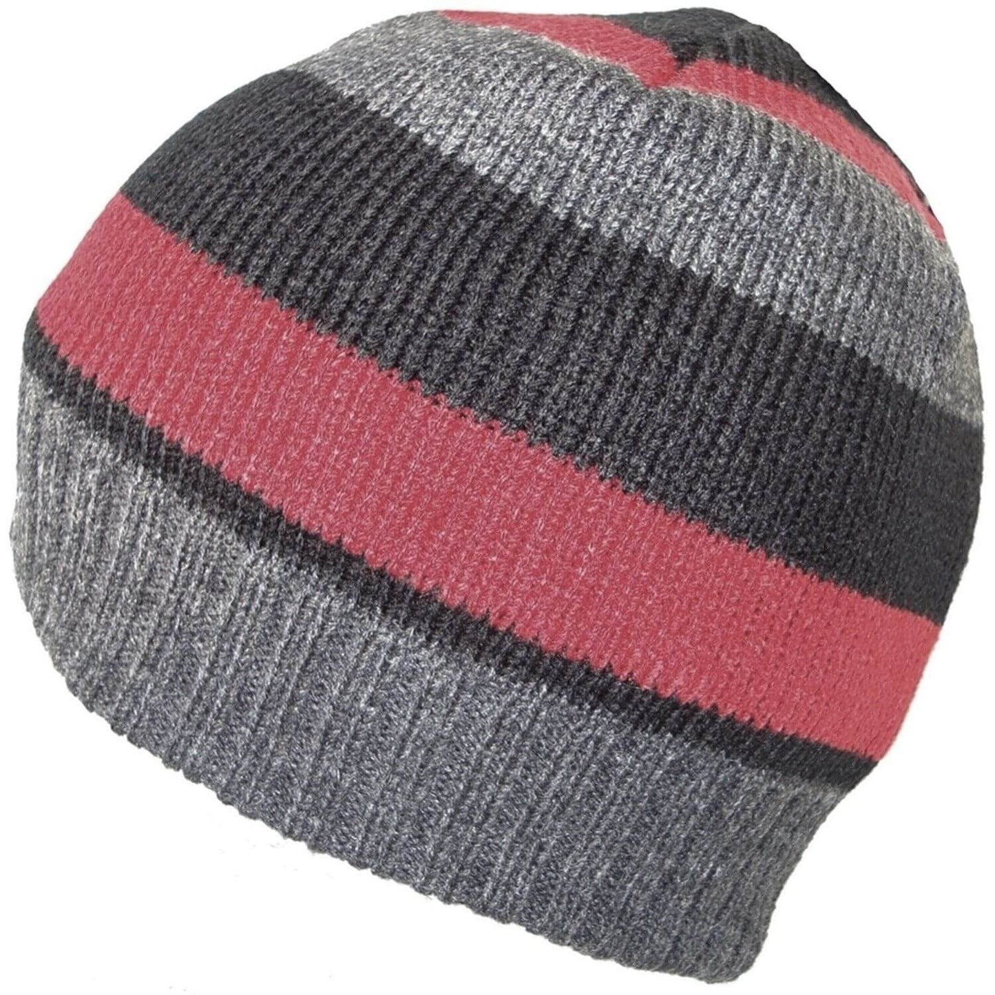 Beanie Hat, Red, Beige, Striped