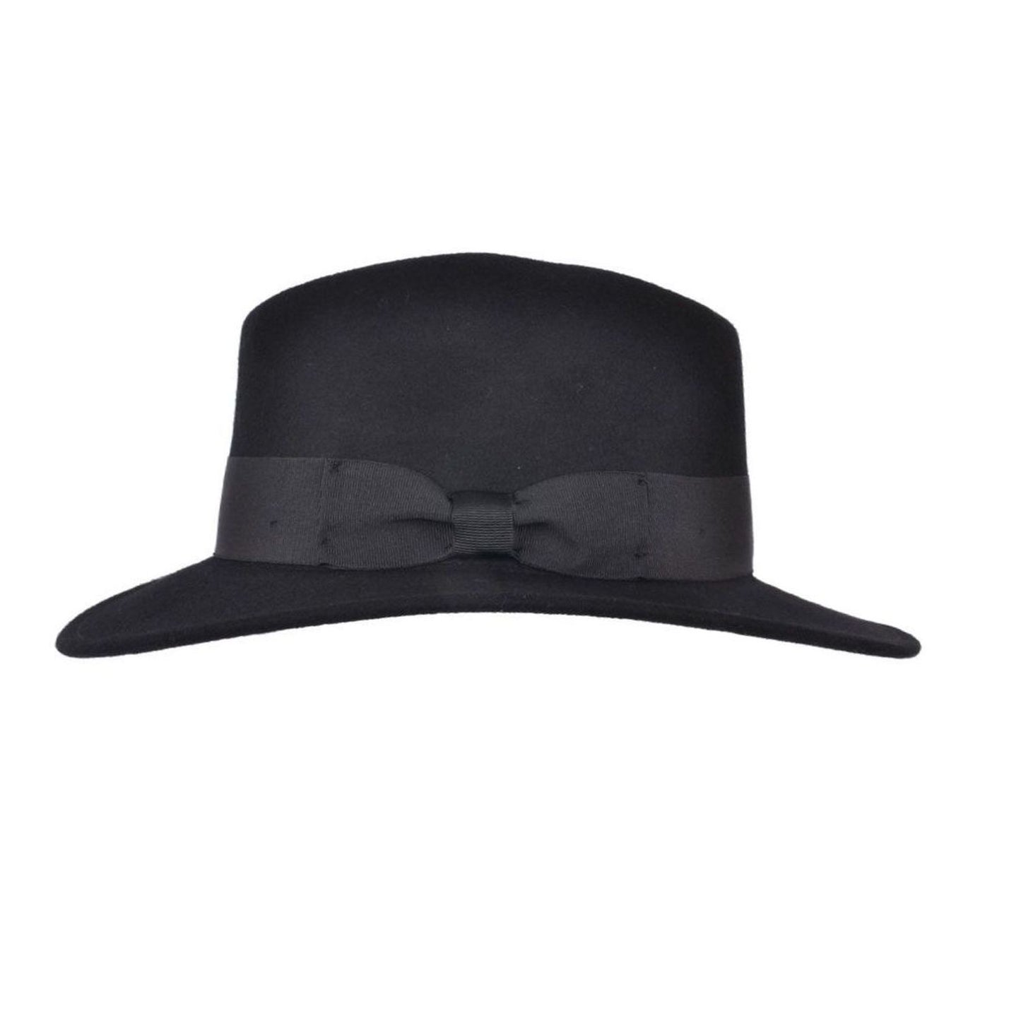 Fedora Hat, Black, Wool, Trilby, Side View