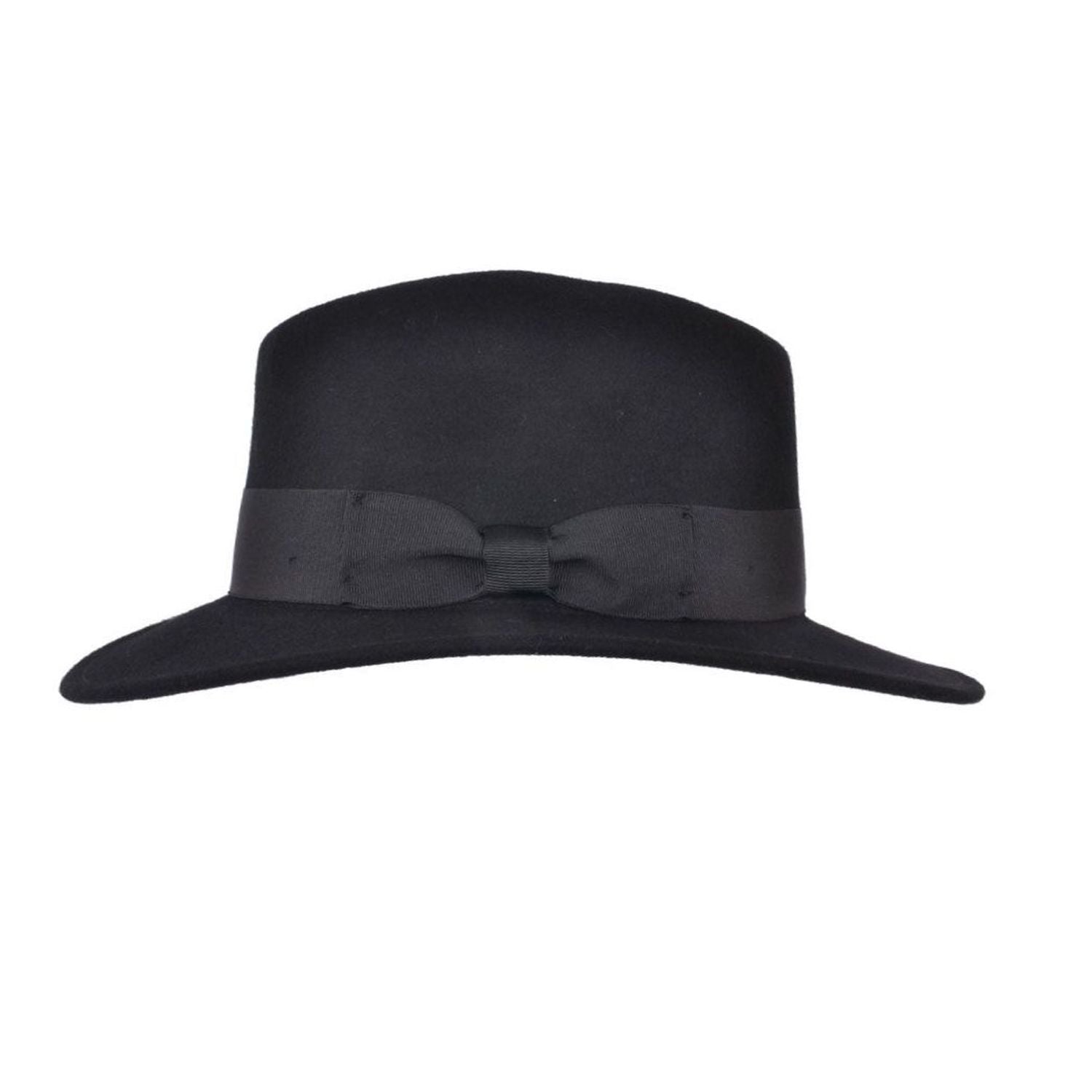 Fedora Hat, Black, Wool, Trilby, Side View