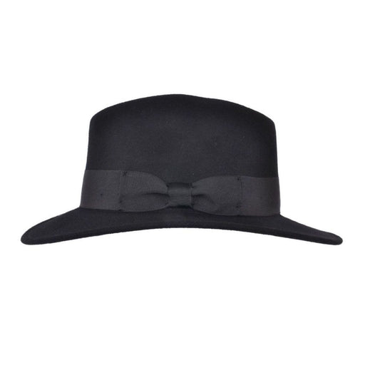 Fedora Hat, Black, Wool, Trilby, Side View