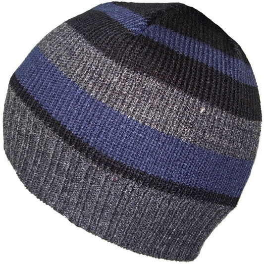 Beanie Hat, Blue, Beige, Striped