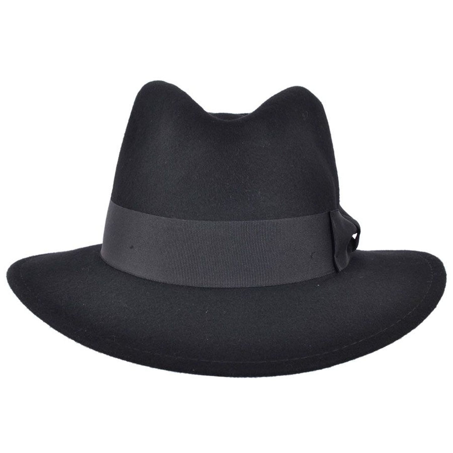 Fedora Hat, Black, Wool, Trilby, Front View