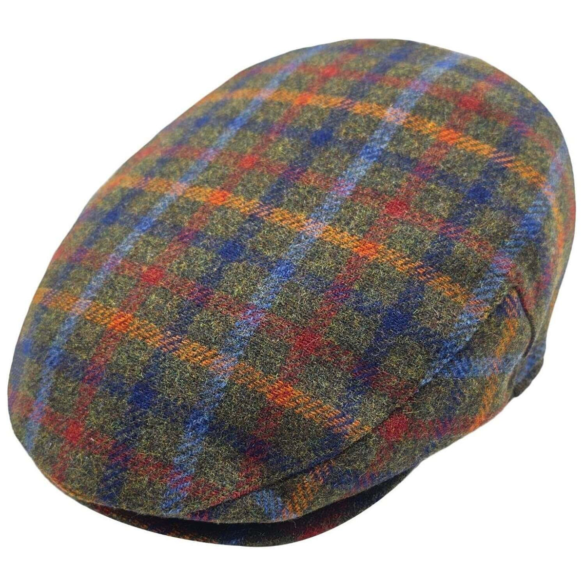 Casquette plate en tweed 100 % laine - Motif à carreaux multicolores - Major