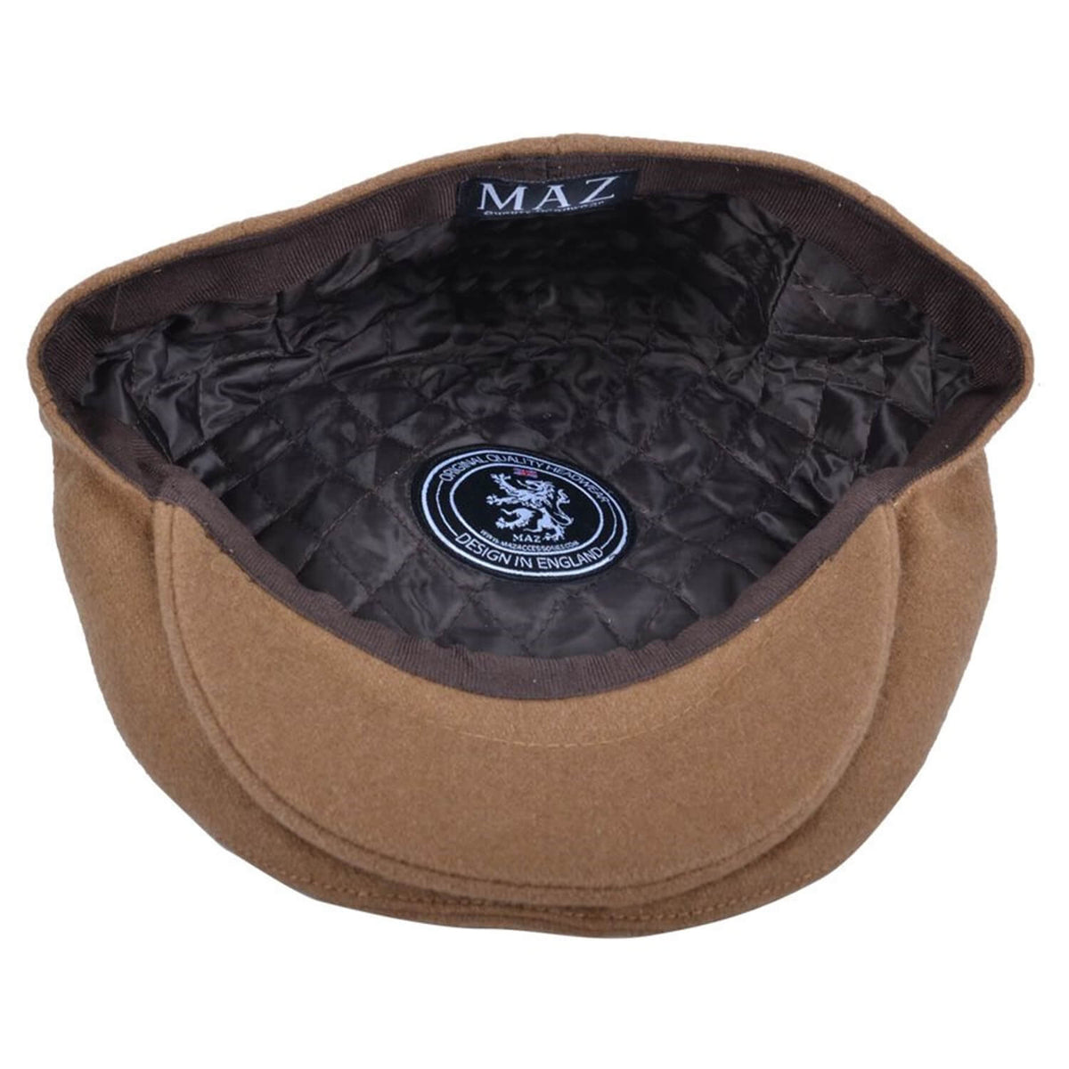 Flat Cap, Camel, Wool, Hat, Lining View