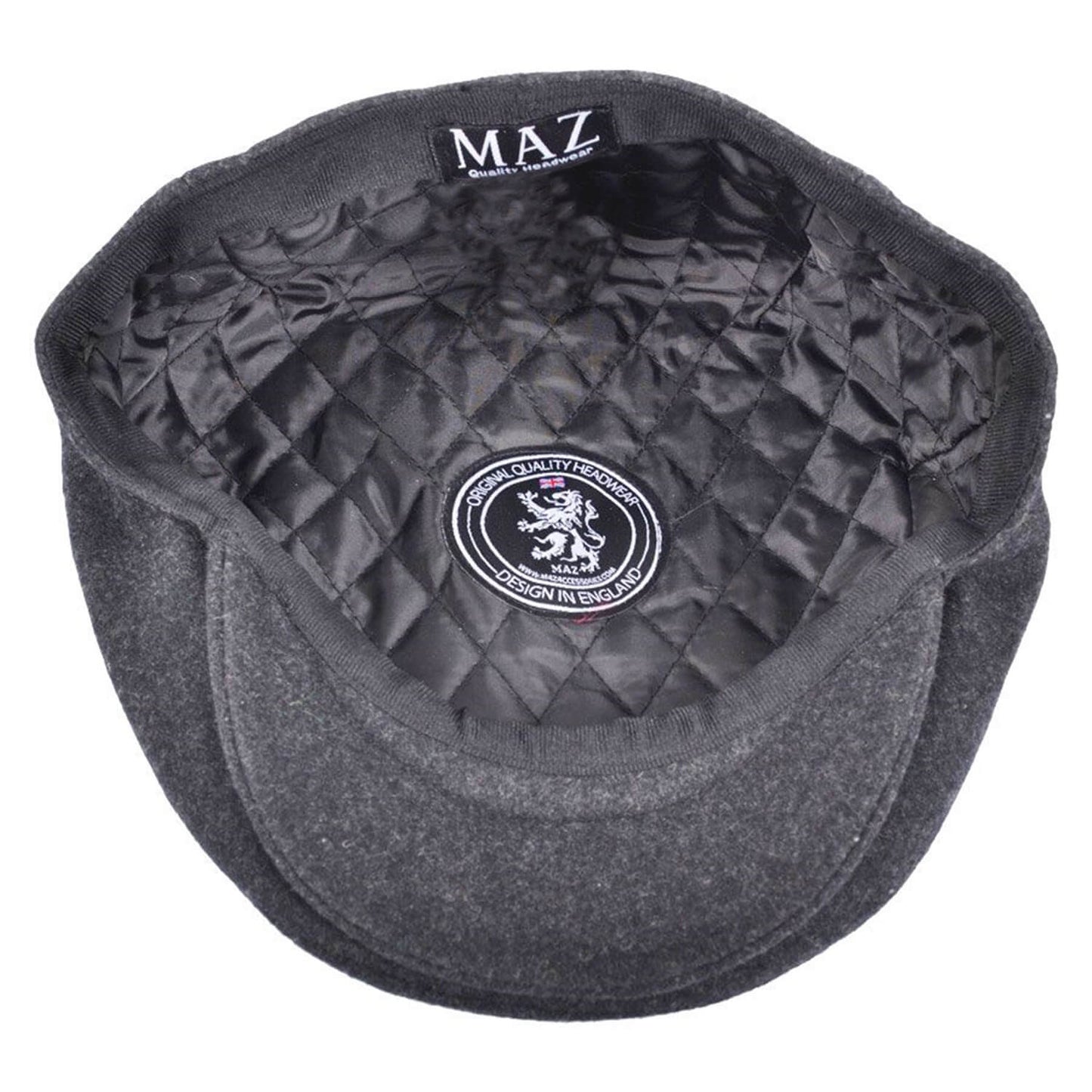 Flat Cap, Grey, Wool, Hat, Lining View