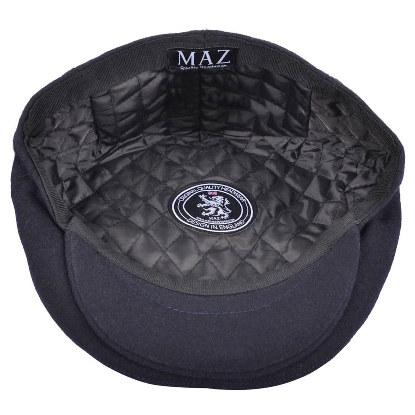 Flat Cap, Navy Blue, Wool, Hat, Lining View