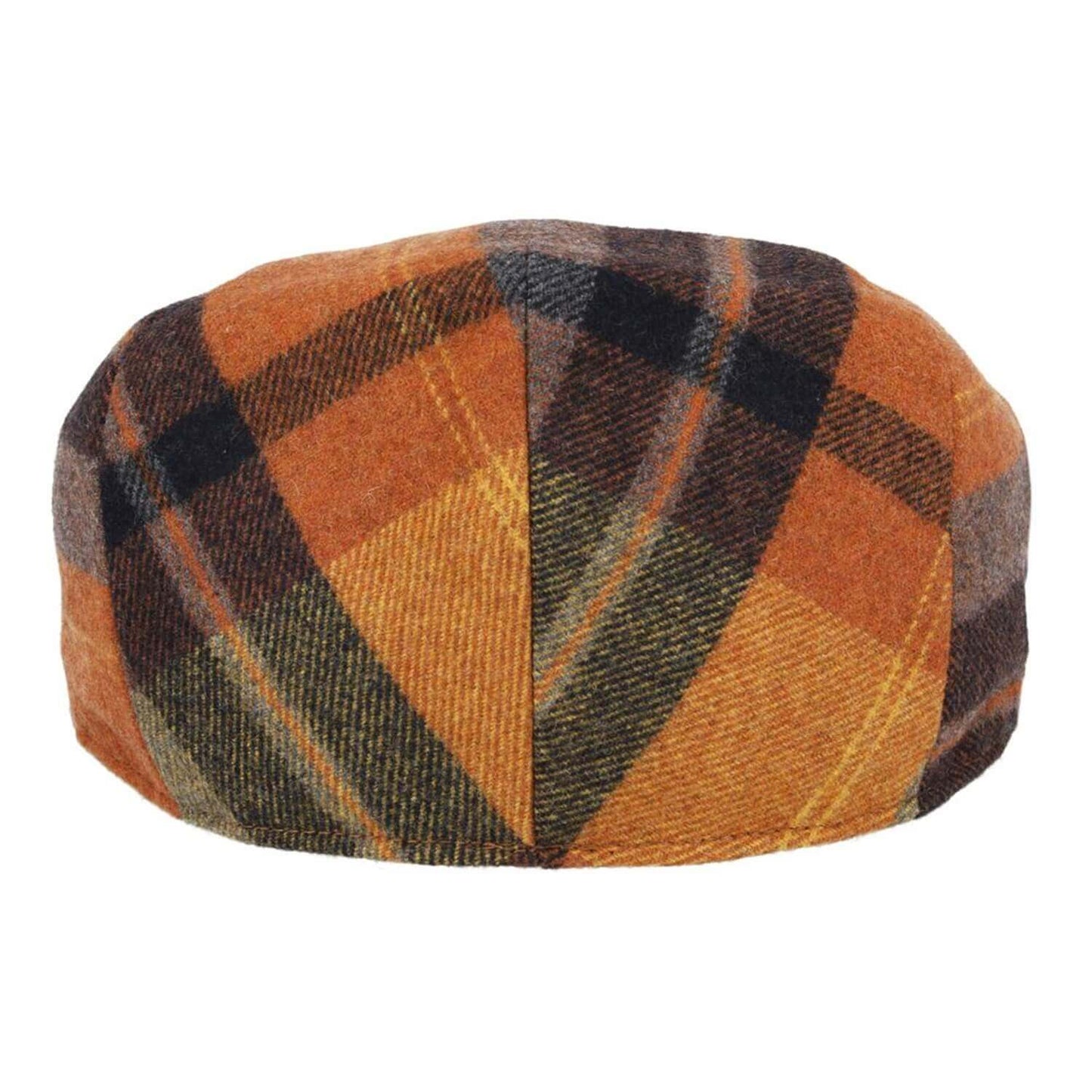 Check Flat Cap, Orange, Tweed Cap, Rear View