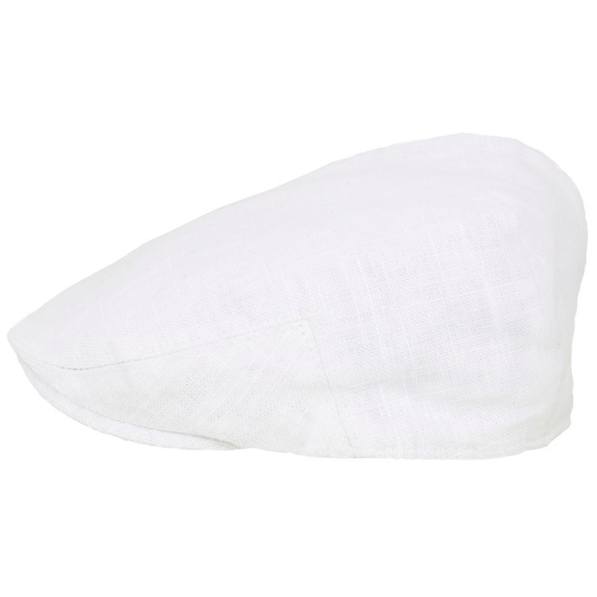 Flat Cap, White, Linen, Side View