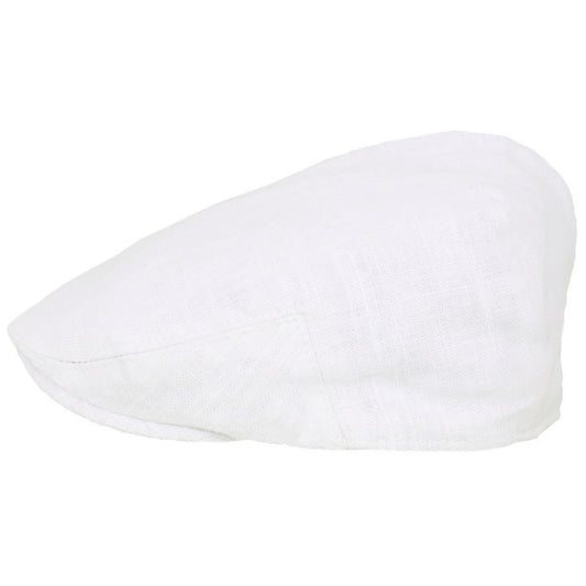 Flat Cap, White, Linen, Side View