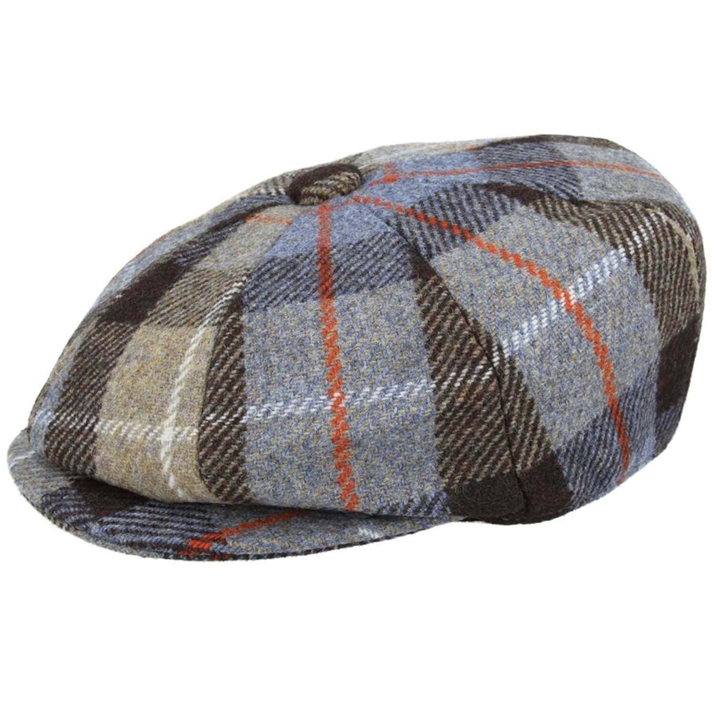 Plaid flat cap on a white background