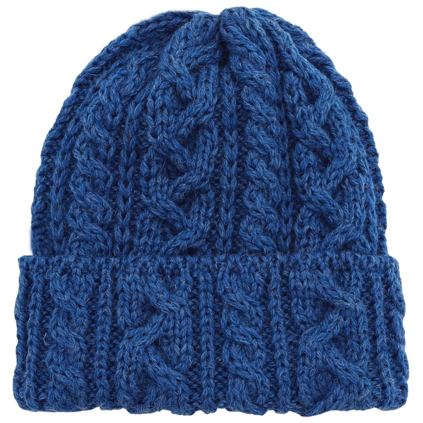 Cable Knit Beanie Hat, Indigo, Winter Hat, Front View