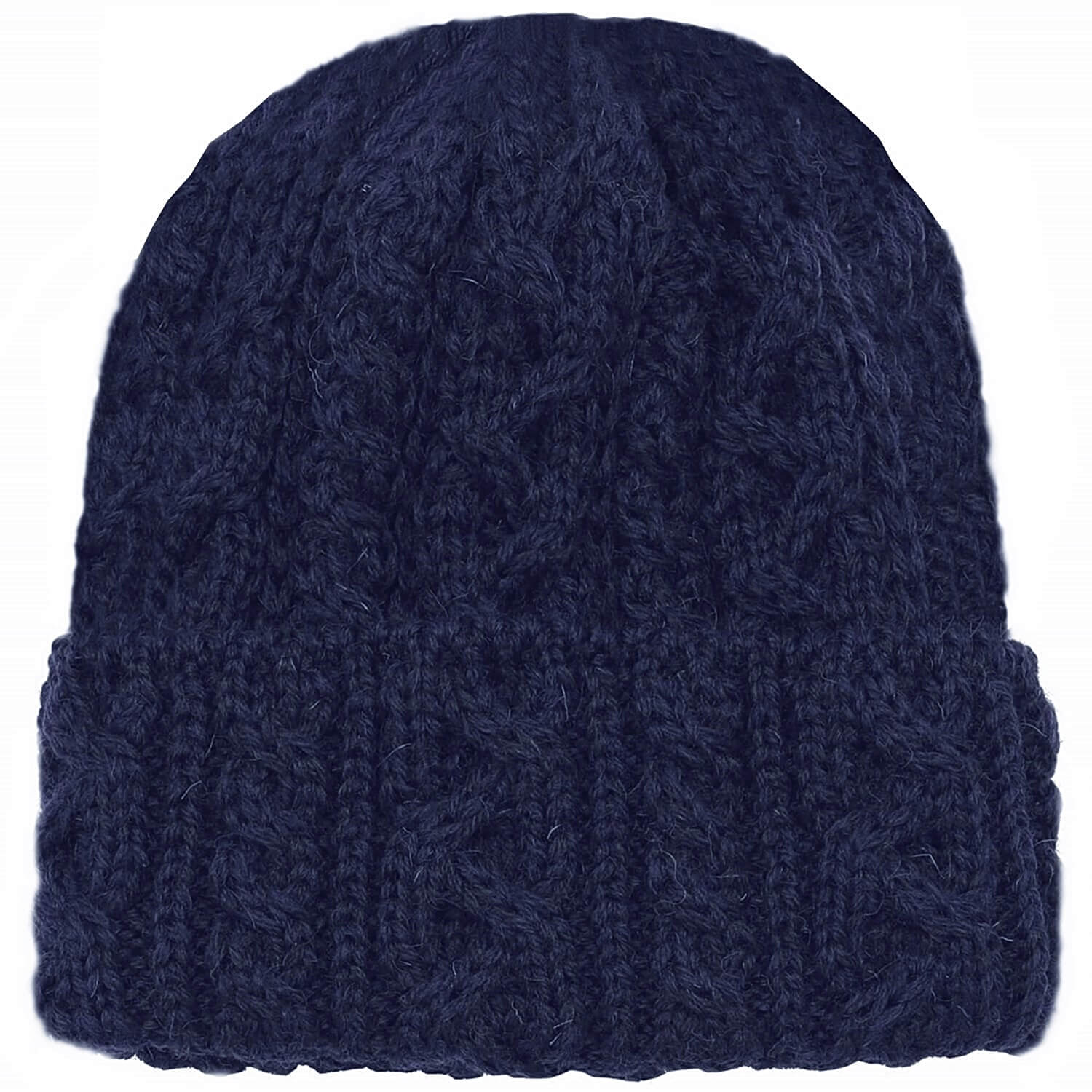 Cable Knit Beanie Hat, Navy Blue, Winter Hat, Front View