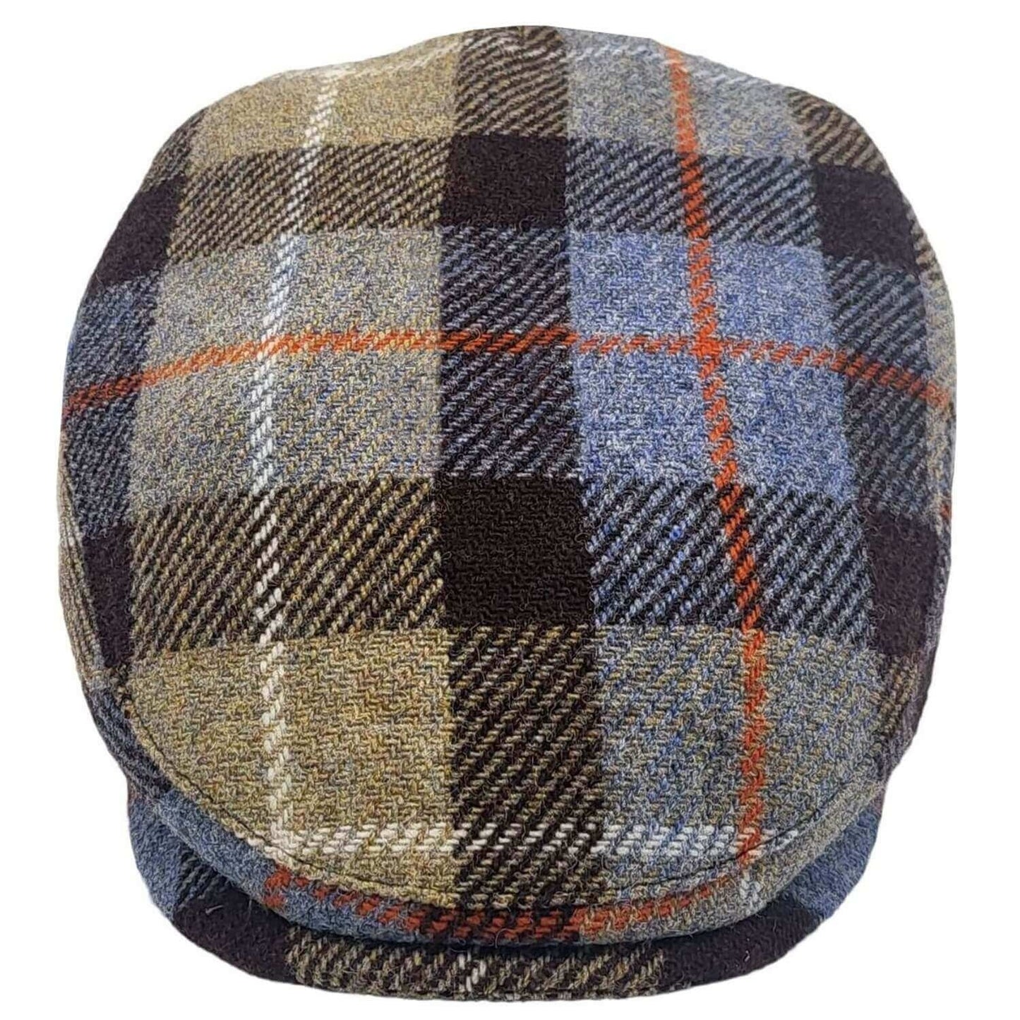 Tartan Check Flat Cap on white background, top view