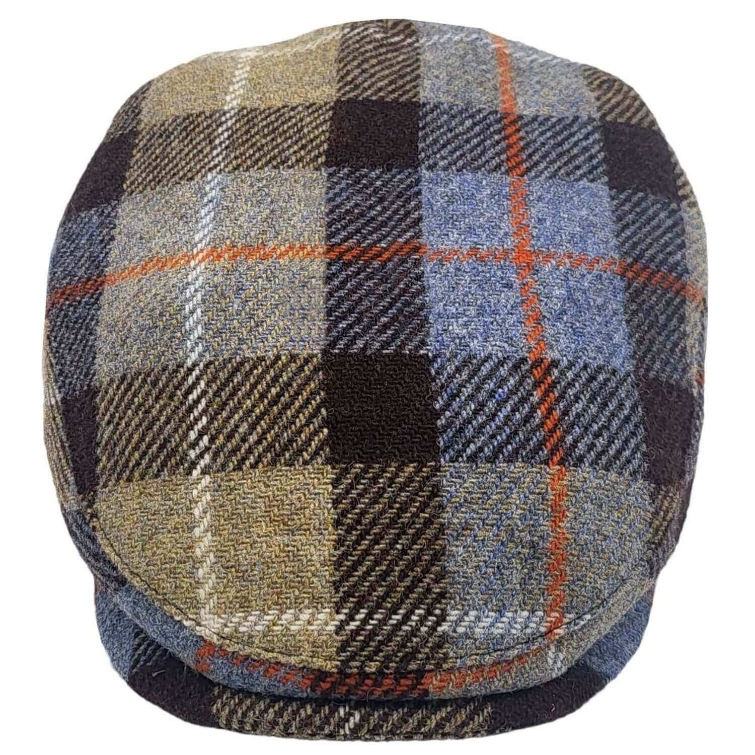 Tartan Check Flat Cap on white background, top view