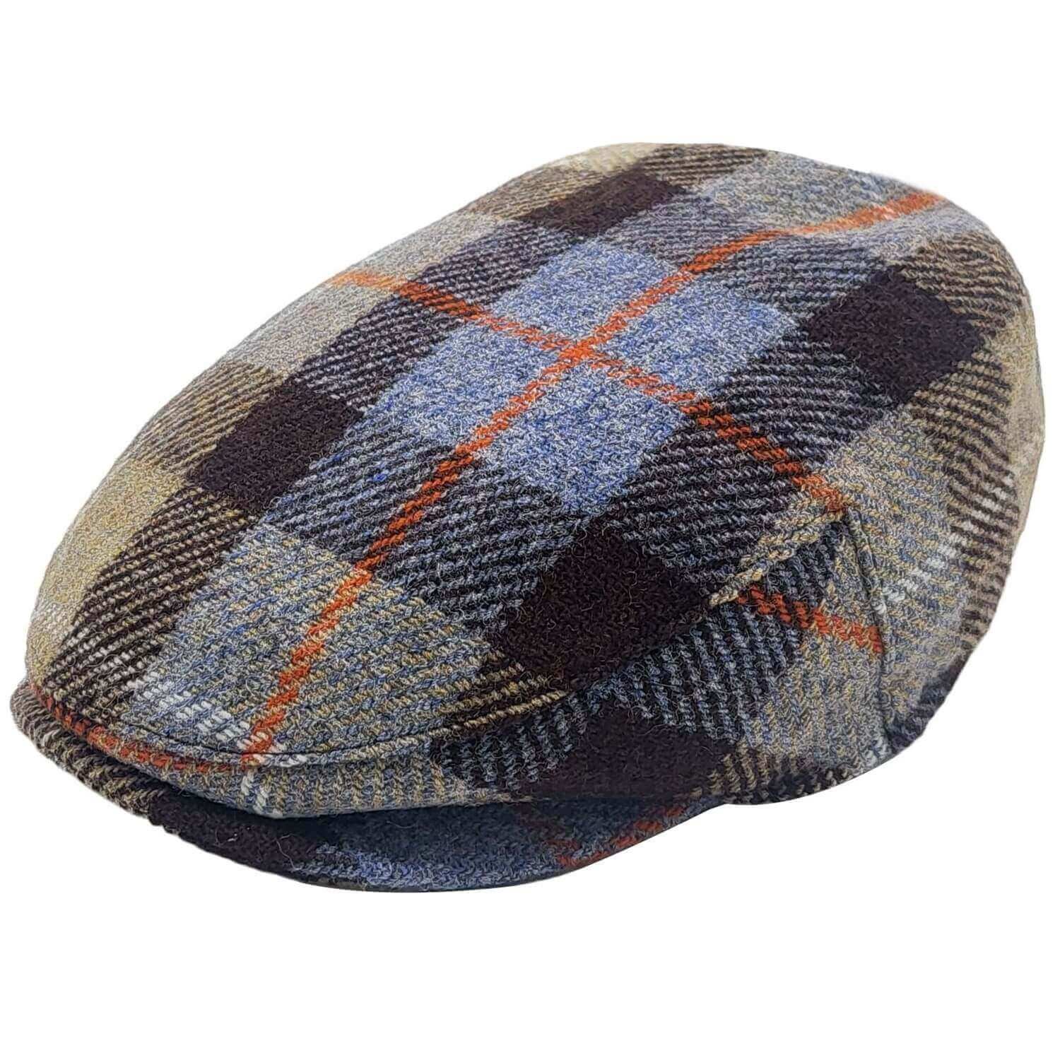 Tartan Check Flat Cap on white background