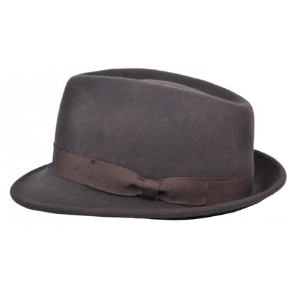 Trilby Hat, Black, Wool, Fedora, Side View